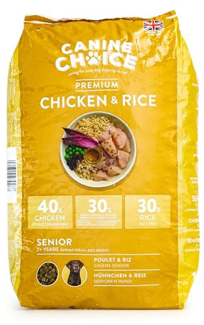 Canine Choice Premium Hundetrockenfutter Senior – Huhn & Reis 10kg | 40% Huhn, 30% Reis, natürliches Granulat für Hunde ab 7 Jahren | Schonende Verdauung, Gelenkunterstützung & gesunde Altersernährung