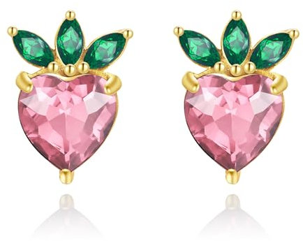 Joo&Rind Ohrstecker Gold Ohrringe Damen, Frucht Statement Ohrringe Gold, 18k Vergoldet Hypoallergen Edelstahl Ohrringe Damen, Zirkonia Schmuck für Damen, Geschenke für Frauen