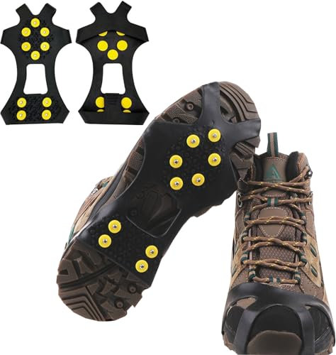 YQBFTC Grödel Spikes für Schuhe Winter mit 10 Anti Rutsch Spikes,34-47 Schuhspikes Anzuziehen Einfach AnSchuhen,Geeignet Zum Wandern, Wandern,Eisfischen,Schnee,EIS,Outdoor AktivitäTen(M)