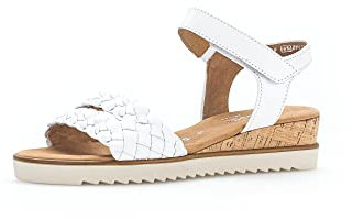 Gabor Damen Keilsandalen, Frauen Sandalen,Moderate Mehrweite (G),Keilabsatz,Wedge-Heel,bequem,flach,Weiss (Kork/Creme),37.5 EU / 4.5 UK