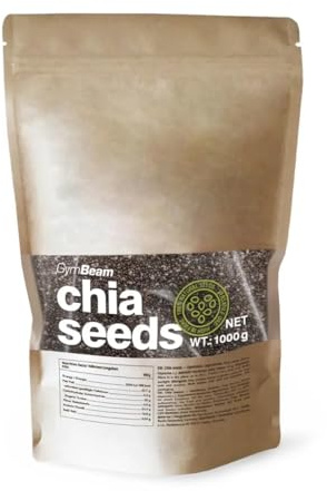 GymBeam Chiasamen - Superfood reich an Ballaststoffen, Proteinen und gesunden Fetten - Unterstützt Cholesterin, Verdauung, Herz, Gehirn und Knochen - Geeignet für Veganer und Vegetarier (1000 g)