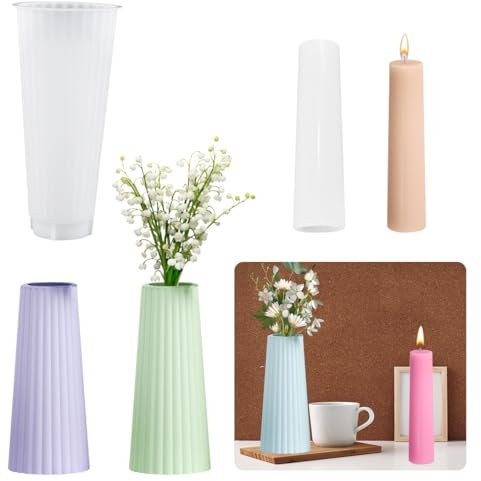 Koonafy 2 Stücke Vase Silikonform DIY Blumenvasen Harz Form Epoxidharz kerzenständer silikonform für Herstellung Von Vase Stifthaltern AufbewahrungsbehäLtern Dekorativen (vases resin formen)
