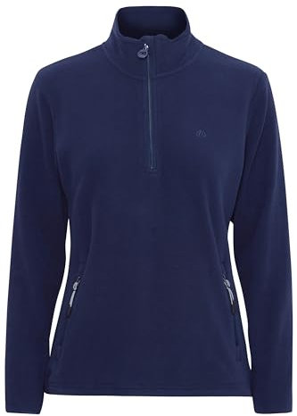 NORTH BEND NBConni Fleecepullover atmungsaktiv modischer Troyer-Pullover mit Stehkragen, Größe:38, Farbe:Navy Blazer (2048)
