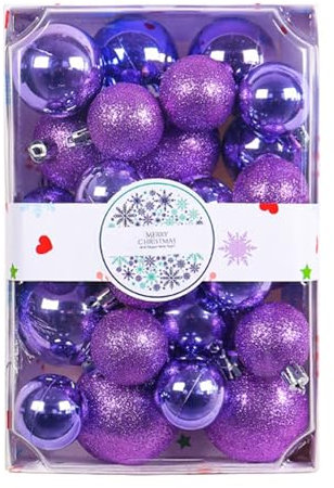 Somerway Bunte Weihnachtsbaumschmuck, 26-teiliges Kugel-Set für Dekoration, lebendige Weihnachtsanhänger, Kugeln, Ornamente, Urlaub, Party, Aufwertung, Kunststoff, mehrlagig, Violett