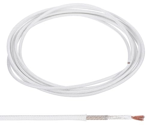 PATIKIL 11.5Ft 14 AWG High Temperature Wire, -60-350 Degrees Celsius Mica Glass Fiber Electronic Wire Insulated Heat Resistant Electronical Flexible Cable for Lamp Boiler Heater, White
