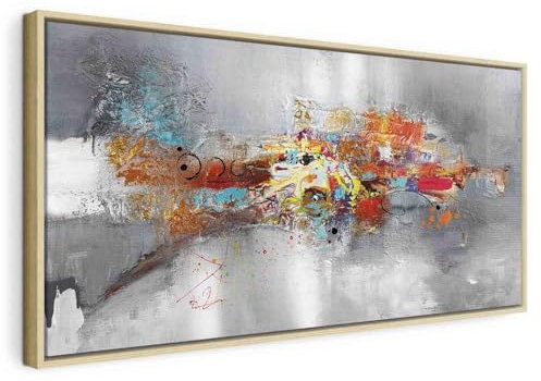 murando - Wandbilder XXL mit Rahmen Abstrakt 140x70 cm Wandbilder groß Leinwandbild XXL natürlicher Holzrahmen modern Wanddekoration Kunstdruck Wanddeko Wohnzimmer Schlafzimmer a-A-0415-b-a