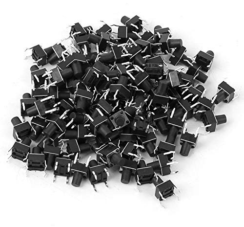 Respicefinem Lot de 100 interrupteurs à bouton-poussoir tactile instantané 6 x 6 x 8 mm verticaux 4 broches en ligne miniatures stables et pratiques