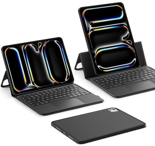 ESR Ascend iPad Pro 11 Inch Case with Keyboard (M4, 2024), Magnetic Detachable Keyboard with Multi-Touch Trackpad, Fully Adjustable,Color Backlit Keys, Pencil Clasp, Black