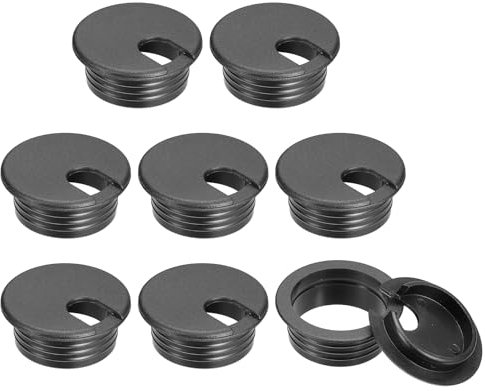 sourcing map Cable Hole Cover, 8Pcs 45mm/1-3/4inch ABS Desk Cable Wire Cord Grommet Hole Cover for Office Computer Desk Wire Organizer, Black