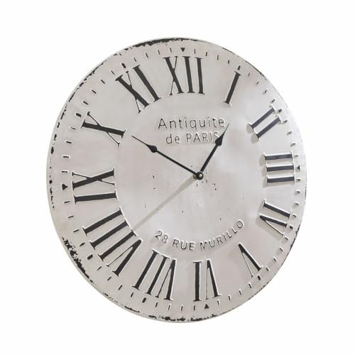 Loberon Uhr Rue Murillo, Handgeschmiedet, Vintage-Stil, mit Antik-Finish, Römische Ziffern, Wanduhr, Wohn-Accessoire, Zeitmesser, Eisen, antikweiß/schwarz