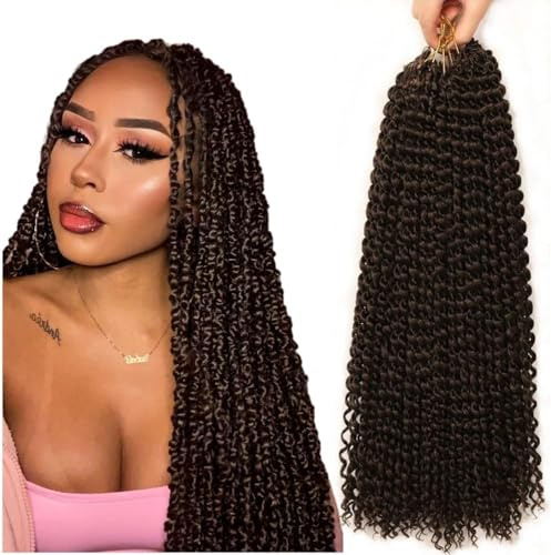 Passion Twist-Hair, 7 Packs, 51 cm, Wasserwellen, Häkelhaar, für langes Bohemian Haar, Flechthaar, YDDM Passion, Twist, Häkelhaar, synthetische Haarverlängerungen (4#, 7 Packs-24 Zoll)