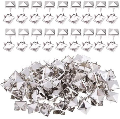 Quadratische Nieten Metall 500 Stück 10mm Metall Quadratische Nieten Krallen Nieten Pyramide Spike Nieten Pyramiden Nieten Set für Leder Kleidung Taschen Jeans Schuhe Hüte Dekoration