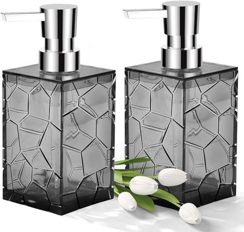 Handseifenspender-Set, transparente Acryl-Kunststoff-Flüssigkeitspumpflaschen, nachfüllbar, Lotionspender für Badezimmer, Dekoration, Küche, Studentenwohnheim, Grau, 2 Stück
