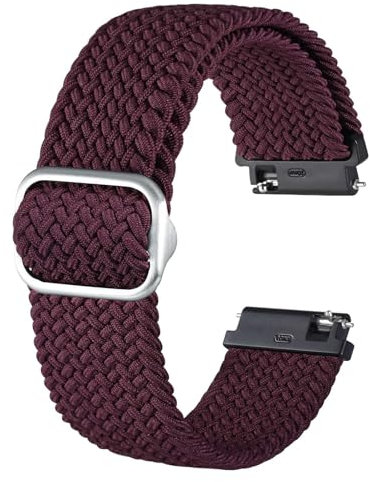 BISONSTRAP Nylon Uhrenarmband 18mm, Verstellbare Geflochtene Uhrenarmbänder für Herren und Damen, Burgund/Silber Schließe
