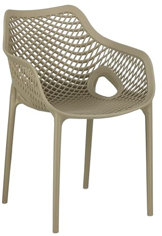 Totò Piccinni Poltrona Poltroncina LOREN in polipropilene impilabile con design moderno e adatto per casa, bar, giardino e ristorante (Tortora, Con Braccioli 1 Pz)