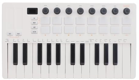 Wireles MIDI-Keyboard-Controller 25 Tasten, Studio-Produzent, Beat Maker für Musikstudio, Kompakt, USB-betrieben, Kompatibel mit Windows, OS X, IOS, Android