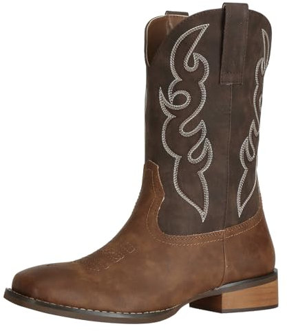 J's.o.l.e Botas vaqueras vaqueras para hombre, duraderas, cómodas, con punta cuadrada ancha, Brown, 42 1/3 EU