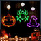 AUAUY Halloween-Dekorationen, 3er-Pack Orangefarbener Kürbis, Grüne Spinne und lila Hexenhut, Halloween-Fensterlichter mit Saugnapf, Batteriebetriebene Innenbeleuchtung für Halloween-Fensterdekoration