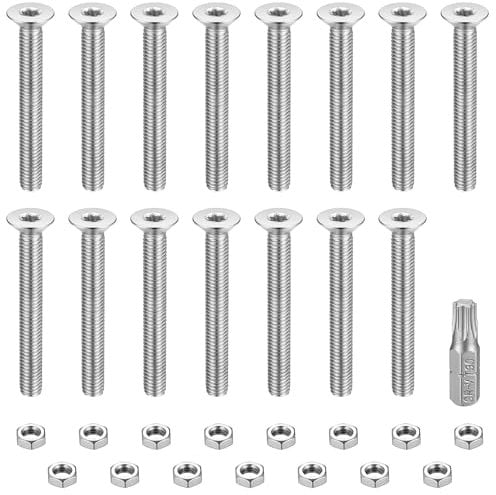 M8 Bulloni e Dadi Set, Set Bulloni Viti a Testa Svasata, Viti Bulloni a Testa Svasata Torx, Viti a Testa Cilindrica Piatte Torx con Dadi in Acciaio Inossidabile, con Torx Punta (M8x60mm(15Pcs))