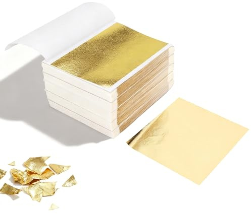 500 Hojas de Pan de Oro, Pan de Oro de Imitación para Artes Doradas, Manualidades, Pintura con Hojas de Papel de Oro, Fabricación de Joyas de Resina, Decoración del Hogar