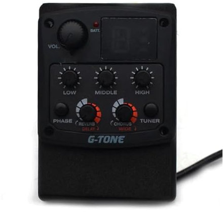 micro de guitare acoustique Préampli Guitare Acoustique Série G-Tone Égaliseur 3 Bandes Accordeur LED Noir(6)