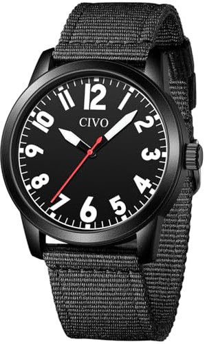 CIVO Uhren Analog fur Mode Herren: Nylonband Wasserdicht Quarzuhr mit Groß Zahlen