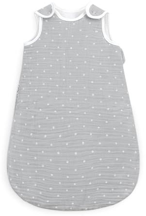 Ehrenkind® Musselin Babyschlafsack 2.5 TOG | 100% Bio-Baumwolle Grau mit Punkten | Baby Schlafsack | 86/92 | Oeko Tex zertifiziert