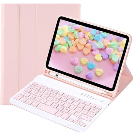 leleyo Funda Teclado para iPad Mini A17 Pro 2024 / Mini 6 Slim Cover con Teclado inalámbrico magnético extraíble QWERTY para Mini 8.3, Rosado