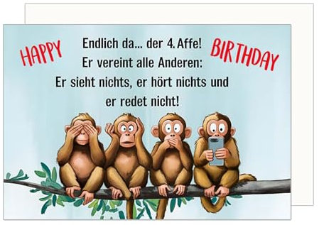 Edition Seidel Premium Geburtstagskarte mit Umschlag. Glückwunschkarte Grußkarte Karte Geburtstag Happy Birthday Mann Frau Kind Affe Handy (G3703 SW025)