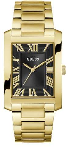 Guess Clyde Herren Armbanduhr in der Farbe Gold mit Armband aus Edelstahl, Wasserdichtigkeit: 3 bar, Gehäusedurchmesser: 34 mm, GW0896G2