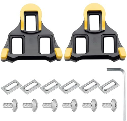 SPD Cleats, 15 Stück SPD Pedale mit 2 Stück Spd Sl Cleats und 13 Zubehörteilen, Langlebige Rutschfeste Hochleistungs SPD SL Pedale, Cleats Spd Pedale Rennrad für Straßen und Indoor Cycling (Gelb)