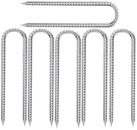 6 Stück Erdanker (300x60x 6mm) - Verzinkte & Gehärtete Carbon-Stahl Bodenanker für Gartenvlies, Unkrautvlies, Zaun & Vogelschutznetz - Robuste & Rostfreie Camping-Heringe für Outdoor & Garten