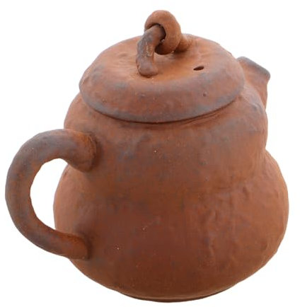 Amosfun teiera d'epoca teiera di terracotta piccola teiera brocca di zucca teiera per piano cottura teiera di porcellana Kettle tradizionale cinese teiera cinese in ceramica gres Marrone