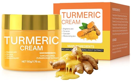 Kurkuma Gesichtscreme, Curcuma Feuchtigkeitscreme fürs Gesicht, Dunkle Flecken Entferner für das Gesicht, feuchtigkeitsspendende Aufhellung, Kurkuma Anti-Aging Gesichtscreme, 50g