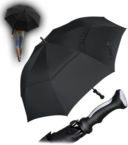 iX-brella 130 cm XXL Fiber-Golfschirm Automatik doppeltes Dach mit Ventilationsbezug