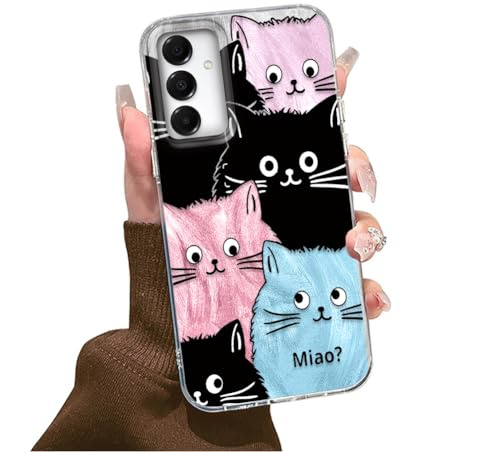 Tedyhulle Hülle für Samsung Galaxy A14 4G/ 5G Handyhülle mit Niedliche Farbe Katze Aesthetic Muster, Bunt Dünne Weich TPU Schutzhülle Stoßfest Kratzfest Cartoon Frauen Mädchen Geschenk Handy Hülle