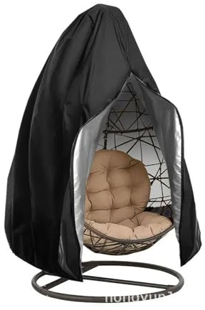 Hanging Chair Cover With UV Sun Protector Outdoor Garden Swing Egg Chair Waterproof Rattan Seat Furniture Cover(Black-B,230x200cm)