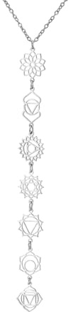 LIKGREAT 7 Chakra Halskette für Damen Edelstahl Spirituelle Heilung Chakra Anhänger Halskette Yoga Meditation Schmuck zum Muttertag