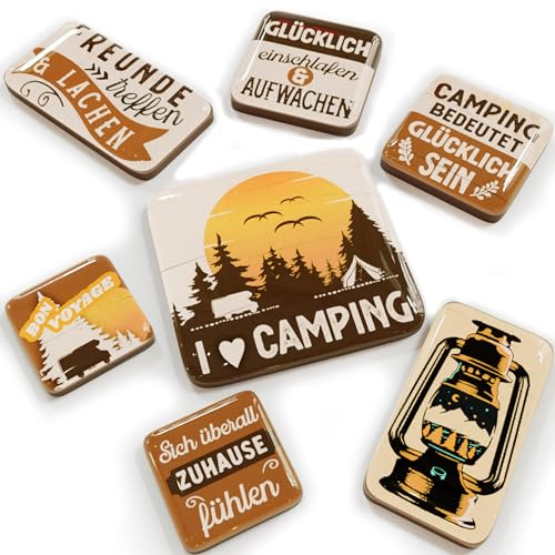 LANOLU Kühlschrankmagnete Set, Magnet Camping, lustige Magnete mit Sprüchen, Set mit 7 Magneten Kühlschrank, Geschenke für Wohnmobilfans, Wohnwagen Deko Zubehör, Happy Camper Geschenke