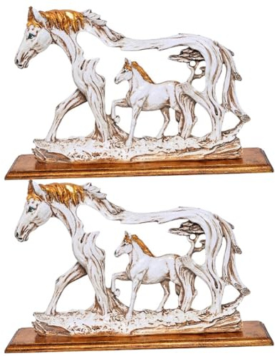 Bosiyrggrl Art Horse Statue Decoration Mare and Foal Sculpture Equestrian Gift Resin Crafts Desktop Decoration