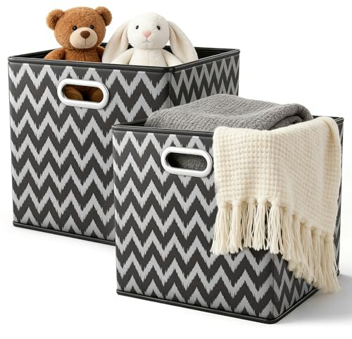 ARVINKEY 2 Pack Foldable Storage Boxes, 30L Non-Woven Fabric Storage Cubes with Handles, Collapsible Storage Cube Basket Organiser Bins Containers for Toys, Books, Closet, Home, Office, Black