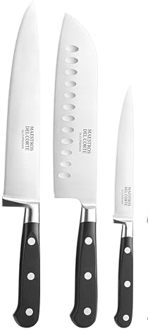 CUPERINOX- Set de Cuchillos Profesionales de Cocina 3 Piezas + Estuche Regalo | Chef 20 cm, Santoku 18 cm y Universal 13 cm | Acero Inoxidable Alta Precisión | Mango Ergonómico| Apto Lavavajillas