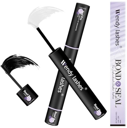 WENDY LASHES Bond and Seal Lash Glue 6ml+6ml | Lightweight Individual Eyelash Glue Strong Hold 72Hours Cluster Eyelashes with Glue Use at Home Lash Bond-6ml+6ml