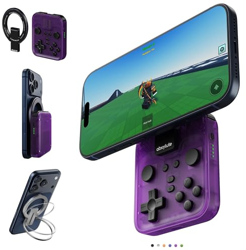 abxylute Controlador de juegos móvil M4 Snap-On para Android y iPhone, controlador portátil ligero para teléfono, soporte para gamepad retro de bolsillo, doble joystick turbo (púrpura)