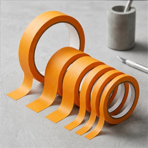 Kesote Malerkrepp 6er Kreppband 5-30mm Malerband Selbstklebend 10Meter | Klebeband Maler Washi Tape Gold Abklebeband Rückstandslos Entfernbar Präzise Farbkanten Feine Linien Wandfarbe Auto Basteln