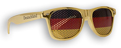 Promo Trade WM Fanbrille - Deutschland gold Doppellogo KIDS - Sonnenbrille - Fan Artikel