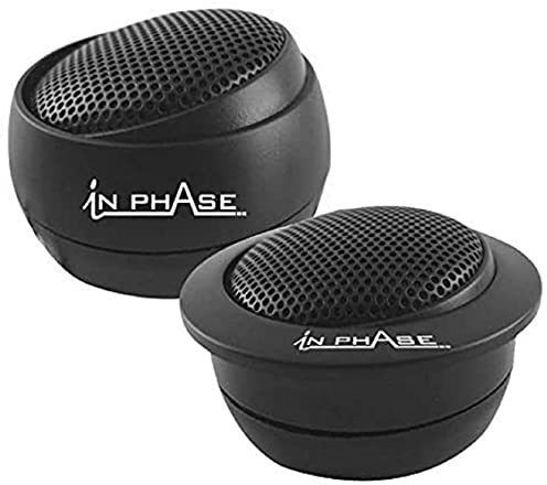 In Phase Car Audio SXT2 200W 1 PEI Silk Dome Tweeter Performance Speakers, With Adjustable Housing (2 Speakers) , Black