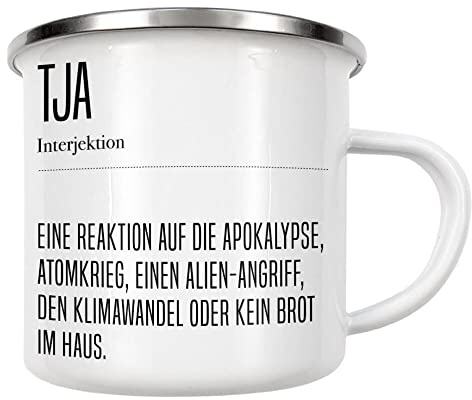 artboxONE Emaille Tasse Tja Definition von AB1 Edition - Emaille Becher Typografie