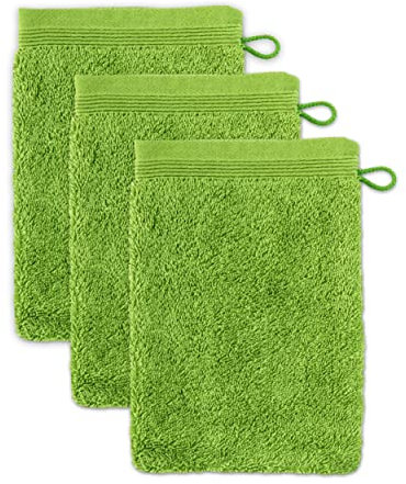 möve Superwuschel Waschhandschuh 15 x 20 cm aus 100% Baumwolle, peridot 3er Set