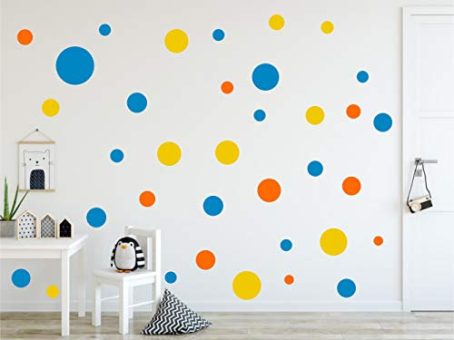 Timalo® 60 Stück Wandtattoo Kinderzimmer bunte große Kreise Pastell Wandsticker – XL Aufkleber Punkte | 73080-SET10-60